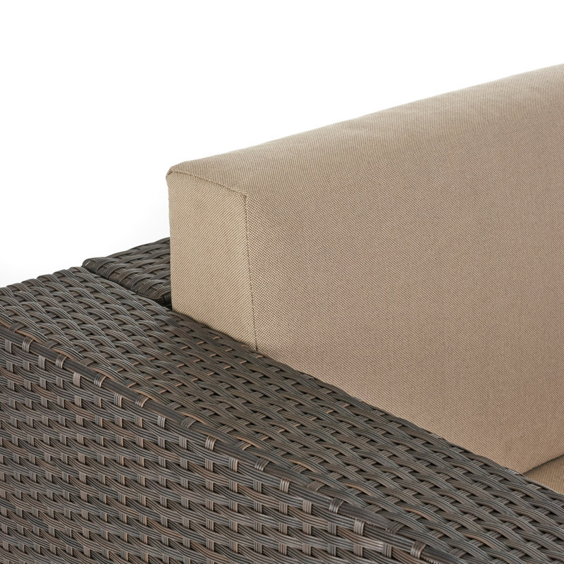 Arville Swivel Outdoor Lounge Chair, Dark Brown/Beige