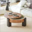 Table basse ronde avec rangement caché et placage de parquet-1385313426