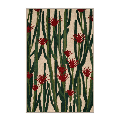 Tapis botanique brun lavable à la machine