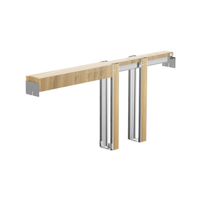 Pocket Door Frame Kit 36" x 84" Pocket Door Kit Steel-Wrapped Studs, Two-Way Soft Close Mechanism, Smooth & Quiet Sliding, Space-Saving Hidden Installation, Adjustable Width, Designed for Home Doors