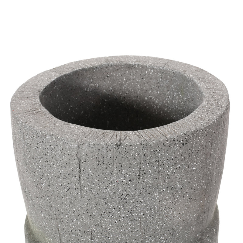 Stone Gray Magnesium Oxide Flower Planter For Patio - 23.61 In Height, 9.55 Width, 9.63 Depth, 13.19 Lb Weight Planter, Appearance 24 In. 9.5