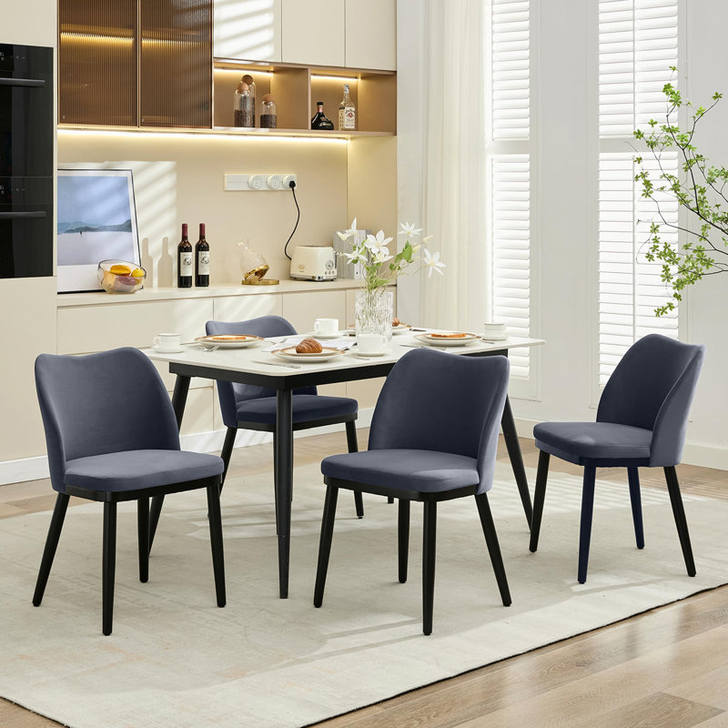 Dining Chairs Set of 4: Upholstered Fabric Dining Room Side Chairs, Chair for Dining Table with Padded Seat and Wood Legs