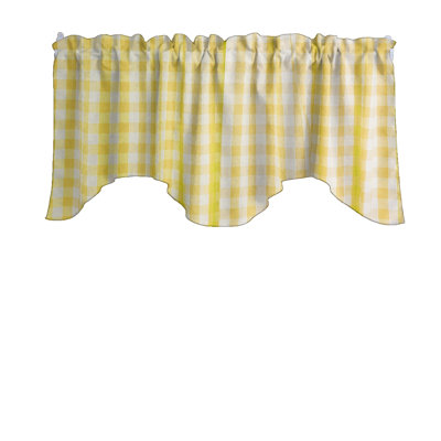Gingham Checkered Print Scalloped Window Valance