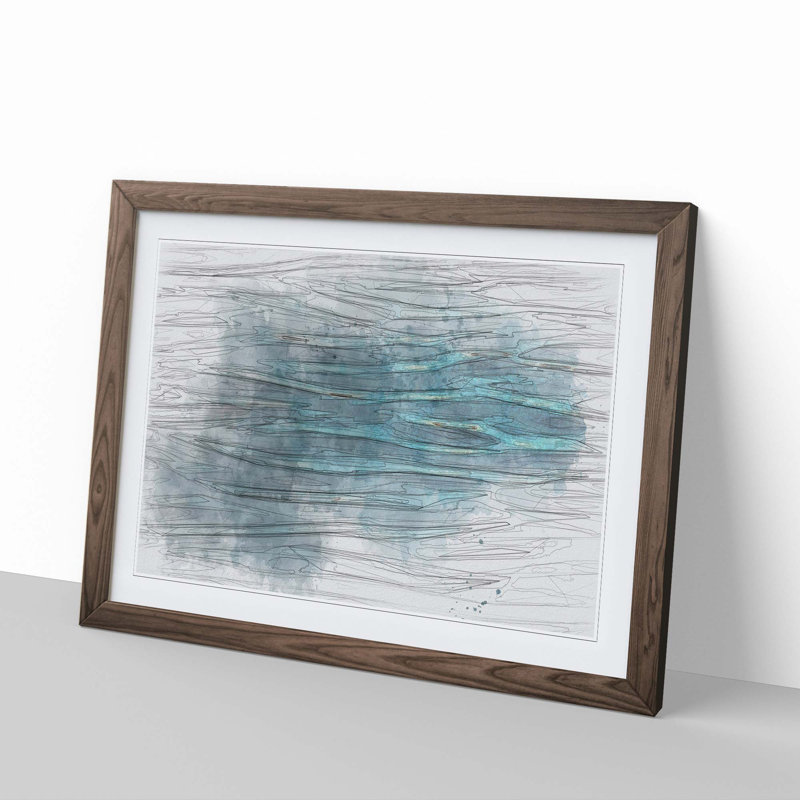 Seascape Ripples in Abstract - Picture Frame Graphic Art Print, 50cm H x 76cm W x 2cm D, Walnut