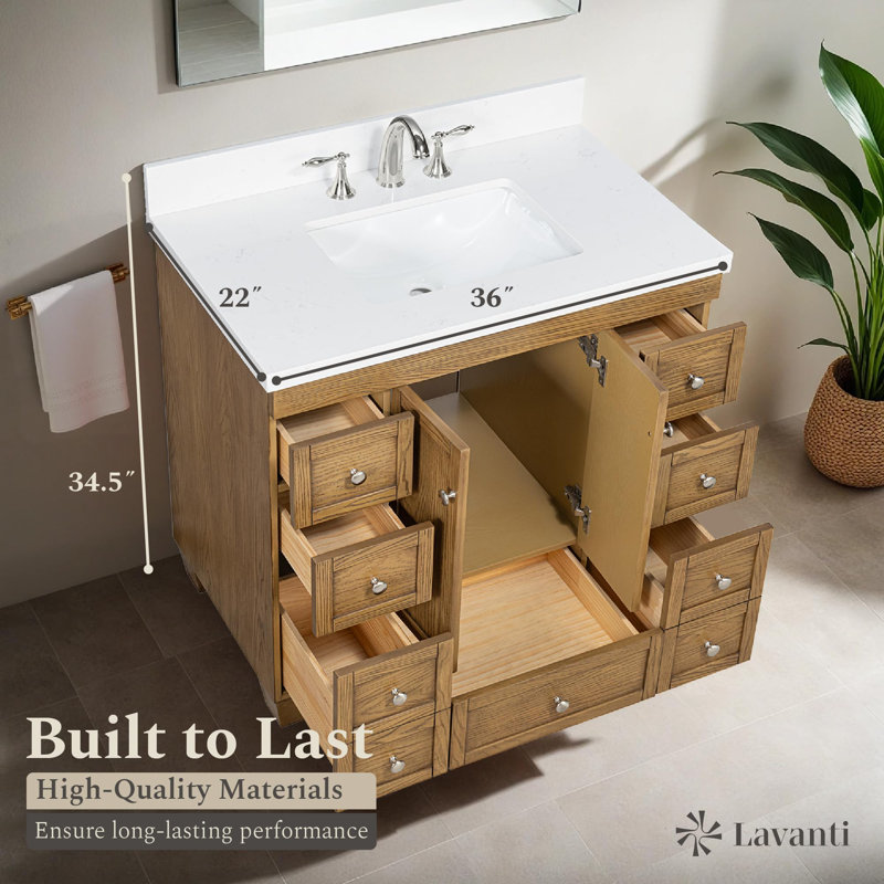 Meuble-lavabo avec lavabo 36 po Lavanti Depos, Depos bois de sapin gris chêne, 36 pouces V1