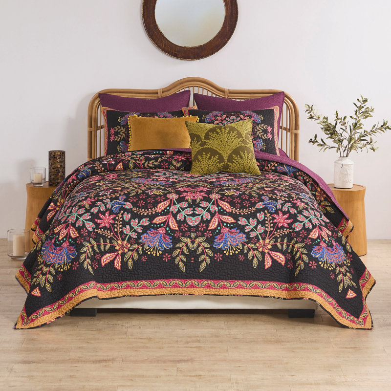 Ensemble de courtepointe pour grand lit 3 pièces Greenland Home Fashions Jessa Midnight 90 x 90 + 20 x 26 (2), Grand lit