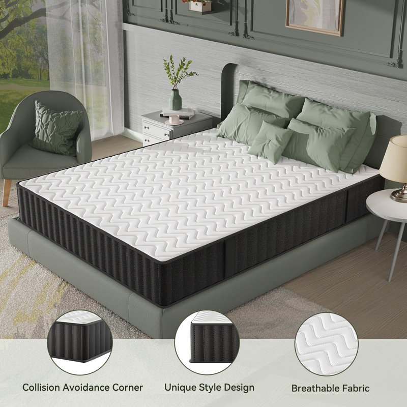 10/12 Inch Memory Foam Mattress, Charcoal-Infused, Low Motion Isolation, CertiPUR-US Certified, Breathable & Pressure-Relieving Sleep Comfort