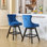 Tabourets de bar pivotants en velours avec décoration capitonnée à boutons et pieds en bois, garniture cloutée chromée, chaises de bar style loisirs, tabourets de bar, ensemble de 2
