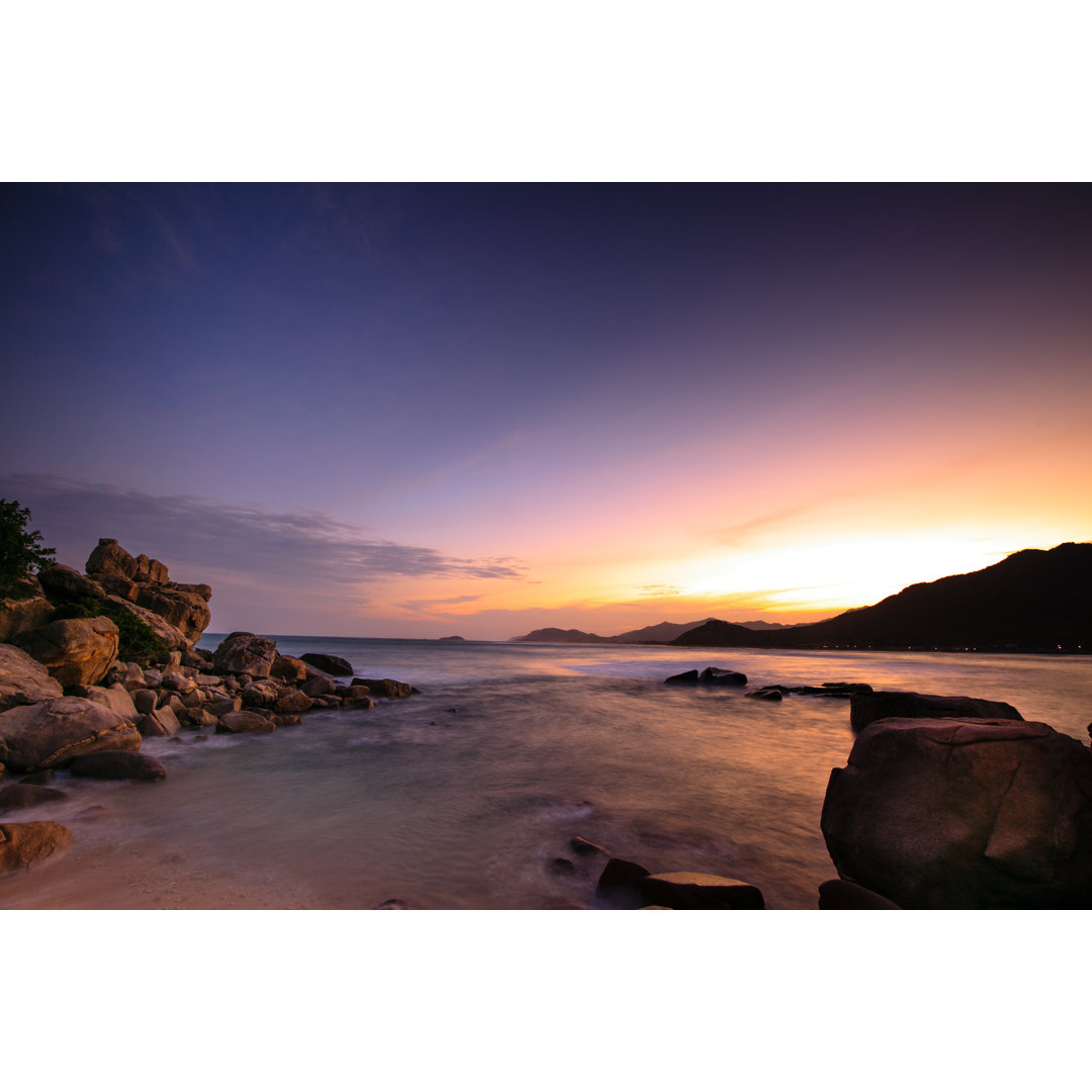 Prochoros Prochoros Rocky Shore In Sunset - Wrapped Canvas Print