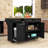Rolling Kitchen Island with Drop Leaf, Trash Can Cabinet, Pull-Out Cabinet and Power Outlet-2027195261