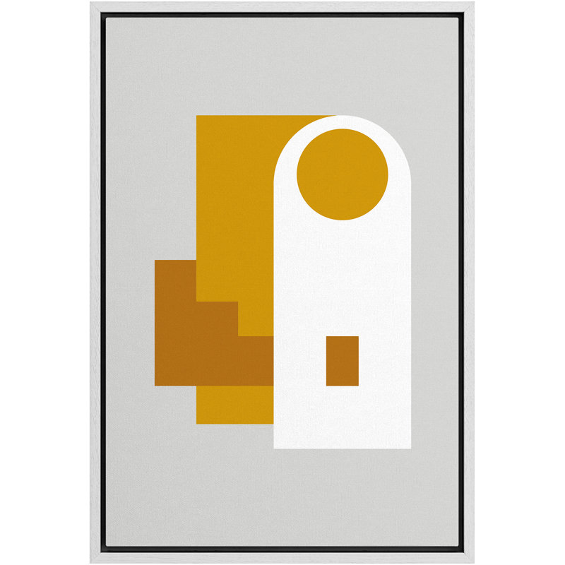 Polygones tridimensionnels combinés - reproduction de cadre flottant sur toile, Cadre blanc, H 36 po x l 24 po x P 1,5 po