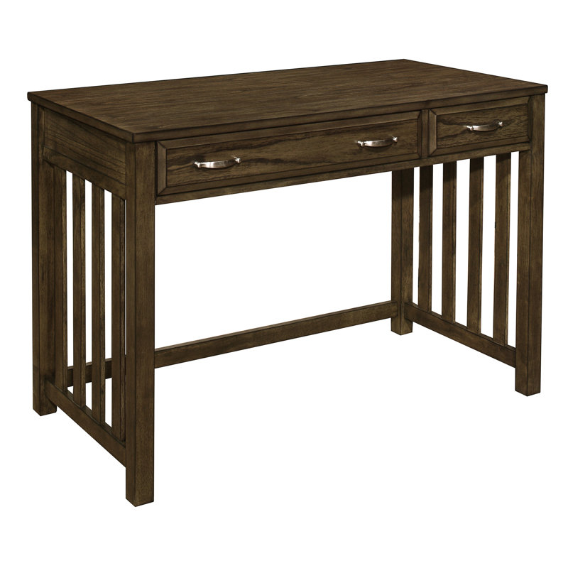 Bureau moderne brun traditionnel gris avec options de tiroir de rangement et finition en nickel satiné