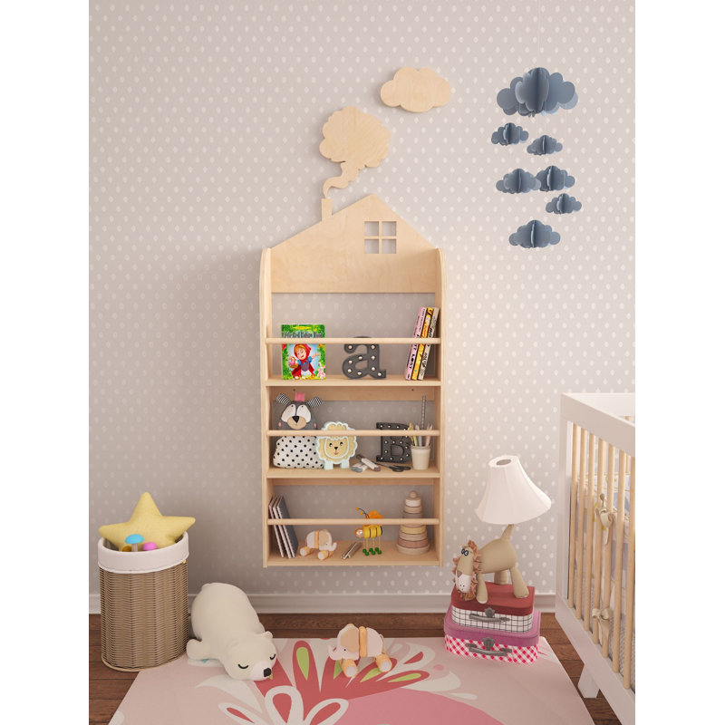 Élégante bibliothèque murale, finition bouleau, 23,6 po x 41,7 po x 3,5 po | 100% contreplaqué de bouleau, épaisseur: 0,6 pouce | Plusieurs tablettes pour un rangement maximal, idéal pour la décoration de la maison ou du bureau, design durable et moderne