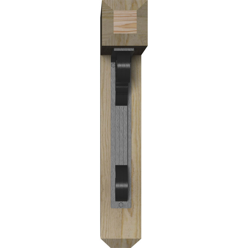Fleur de lys triple support artisanal Ironcrest, H 23 po x P 20 po, 4"W x 4"T Douglas Fir (Rough Sawn)