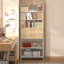 Bibliothèque moderne de style échelle avec bureau rabattable et tablettes réglables - Espace d'étude multifonctionnel avec rangement caché