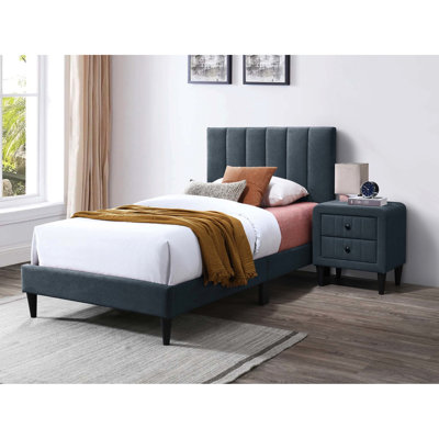 Twin Bed Headboard, Adjustable And Stylish, Charcoal Channel Tuft, Brushed Linen, 12 Strong Feature, Modern Bedroom