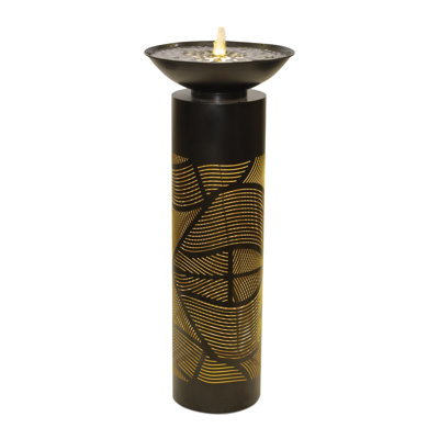 Illuminated Cut-Out Metal Leaf Pattern Fountain 36"H