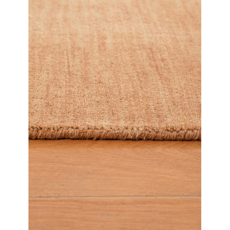 Hand Knotted Loom Wool Eco-Friendly Area Rugs - Round, Camel Color, Plain Solid Design, High Pile Thick Handmade Anti Skid Area Rugs for Living Room, Bed Room