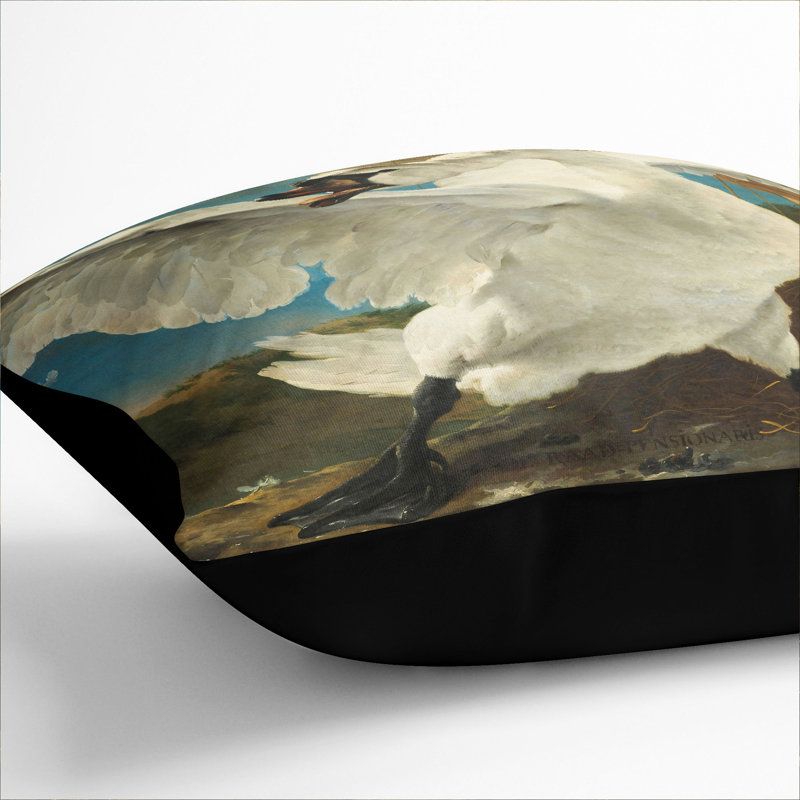The Threatened Swan Scatter Cushion with Filling, 40cm H x 40cm W x 15cm D, Black