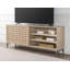 Console multimédia moderne Biscayne de 80 pouces de large en bois dur sélectionné avec frêne scié sur quartier et revêtement en simililin