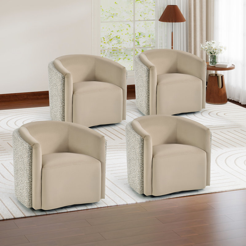 33.5" W Contemporary Stylish Upholstered Swivel Barrel Chair, 4