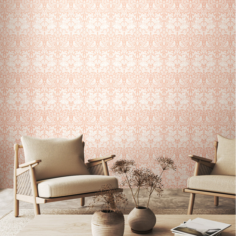 Padstow 10m x 50cm Matte Wallpaper Roll, Soft Pink