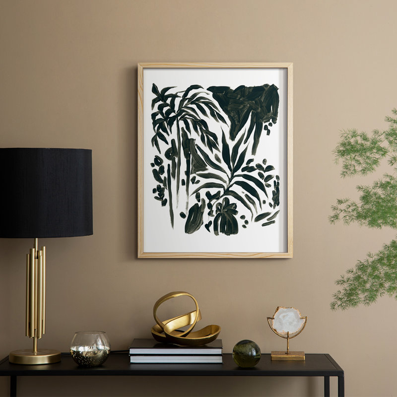 Encre Jungle II, reproduction encadrée - bois massif, H 11 po x l 9 po, Naturel