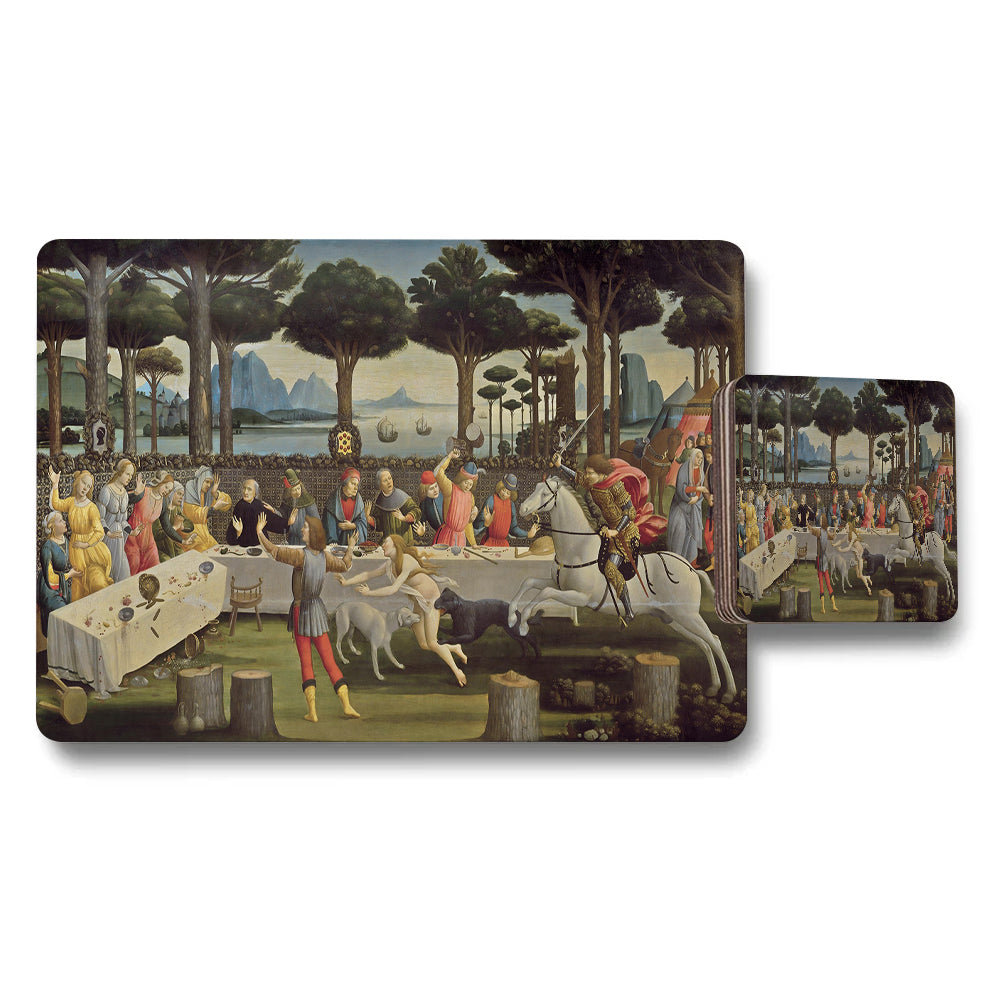 Classical Painting Placemats And Coaster Set For Dining Table