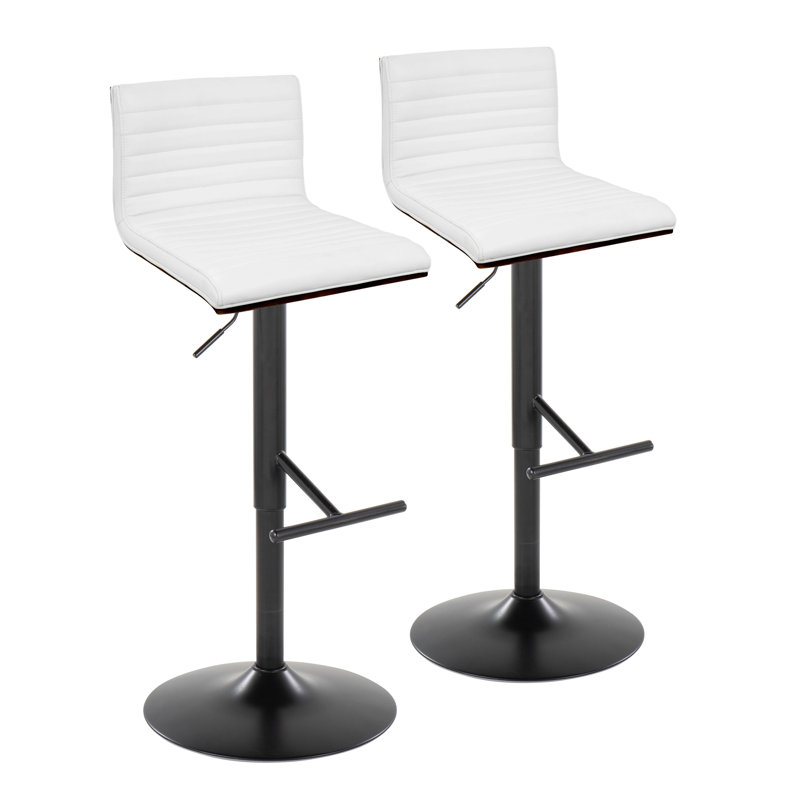 Lakyia Swivel Upholstered Adjustable Height Counter Stool with Metal Frame, Black, White