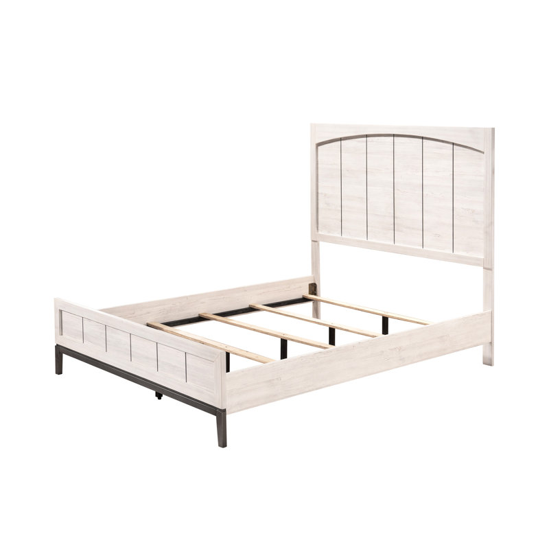 Cadre de lit pour grand lit beige et blanc - Bois avec tête de lit pour chambre à coucher contemporaine à grand décor beige / blanc