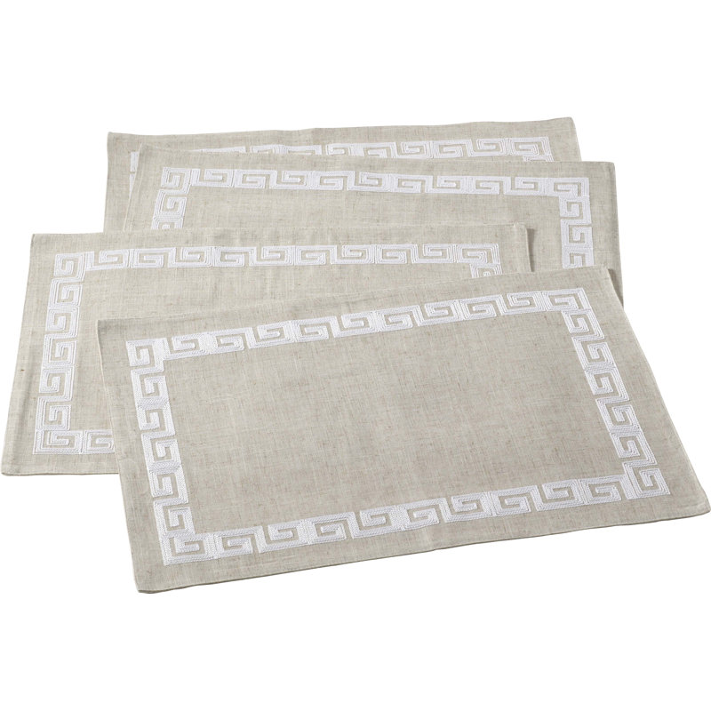 Badley Polyester Geometric Rectangle Placemat, White