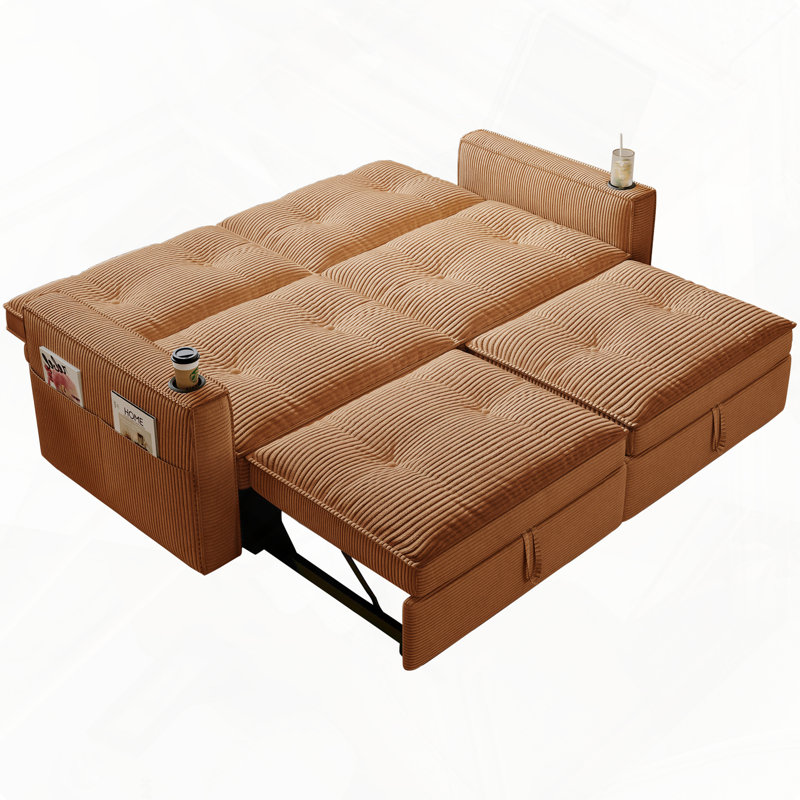 Corduroy  -Functional Sofa Bed Sofa Convertible Sofa Bed, Orange