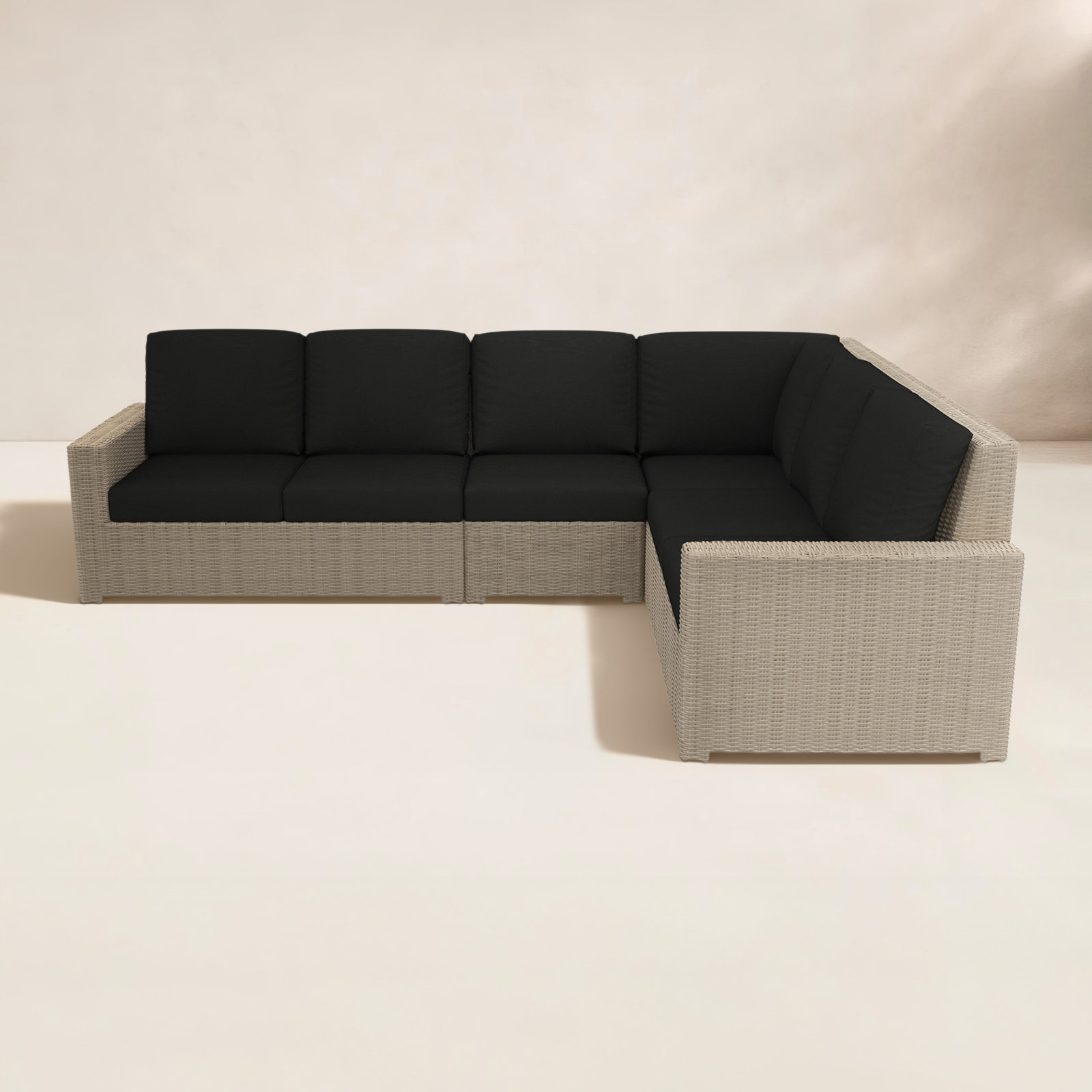 Henri 116" Sunbrella® Patio Sectional Set, Sunbrella Canvas Black