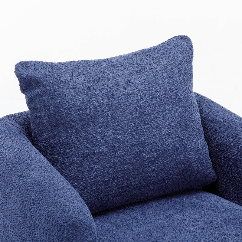 Fauteuil demi-tonneau pivotant l 32,48 po Willenzard, Velours bleu marine