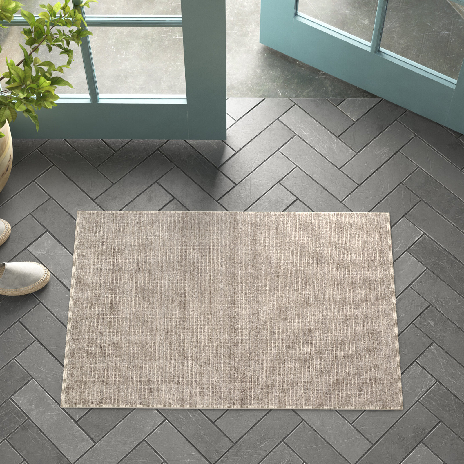 Shenade Stone Hand-Loomed Geometric Rug, Rectangle 2' x 3'
