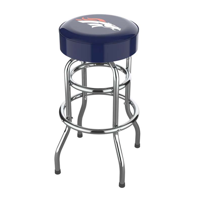 Commercial Grade Chrome Swivel Bar Stool with Vibrant Team Colors  , Denver Broncos