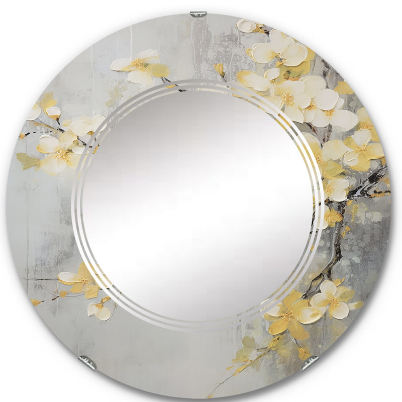 Ferncliffe - Miroir mural floral rond, 24 po x 24 po