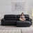 Black Faux Leather Modular Sofa cushion couch-1201565871