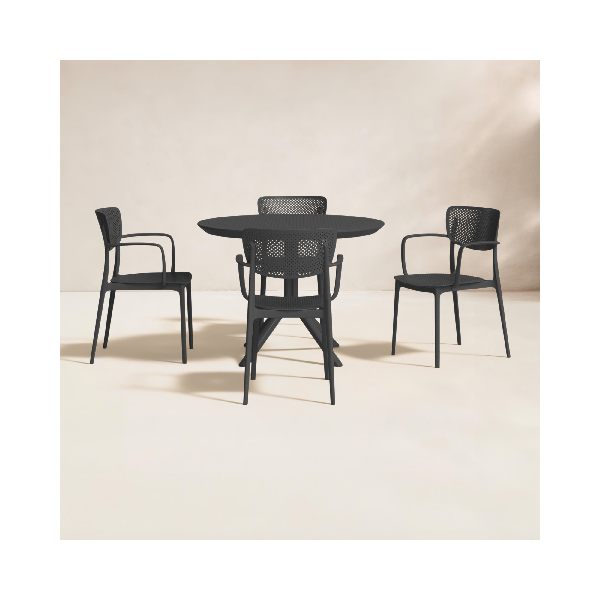 Farrah Loft Armchair 5 Person Dining Set, Black