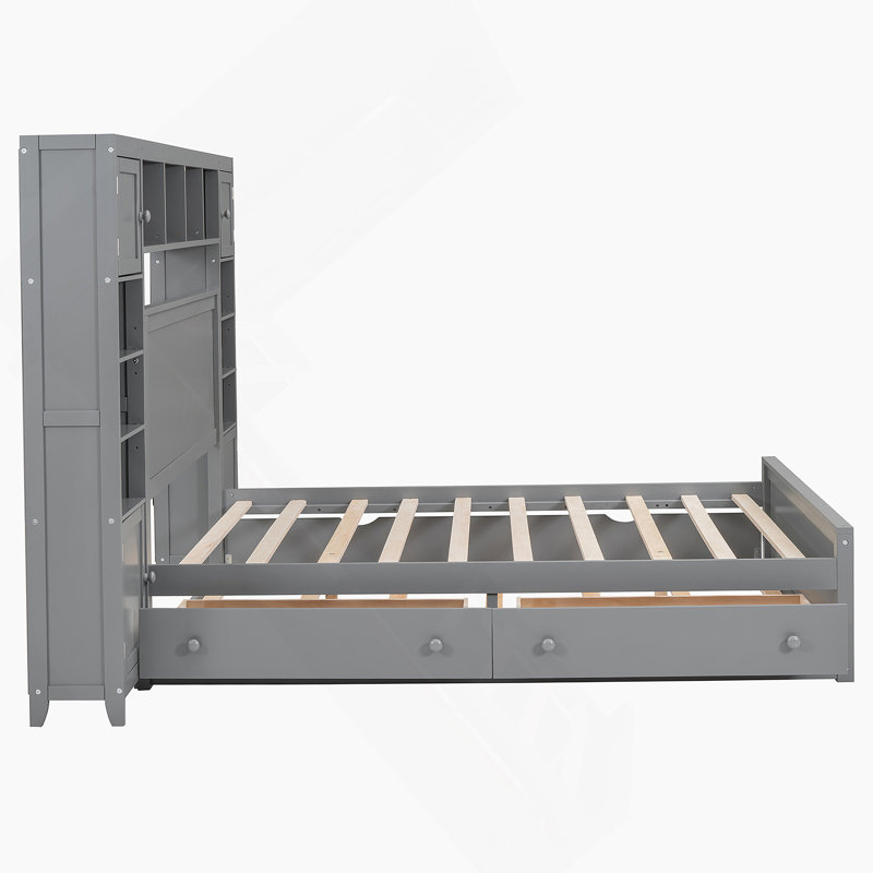 All-In-One Bed With Integrated Cabinet, Shelf And Sockets, Offering Ample Storage And Convenient Charging For A Comfortable Sleep