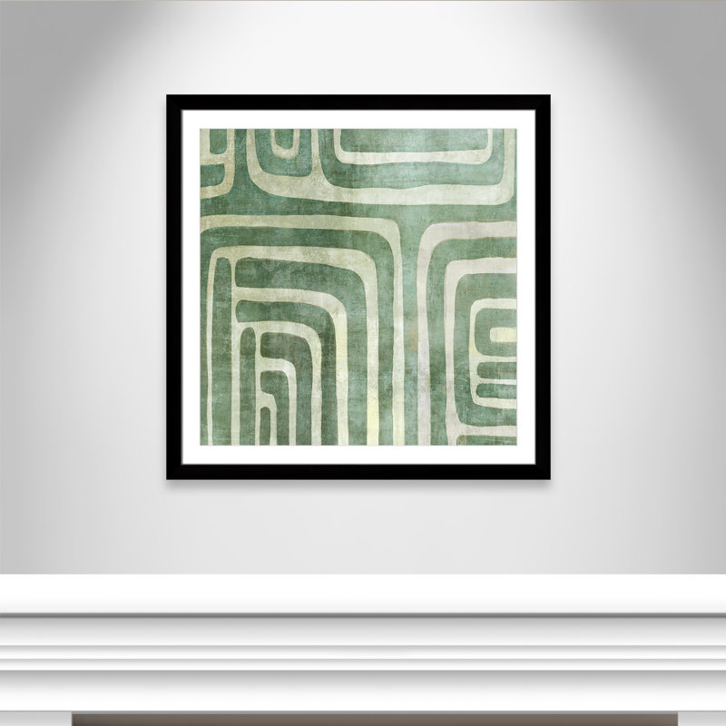 «Whimsical Green II» par Emma Peal, H 37,5 po x l 37,5 po, Cadre noir