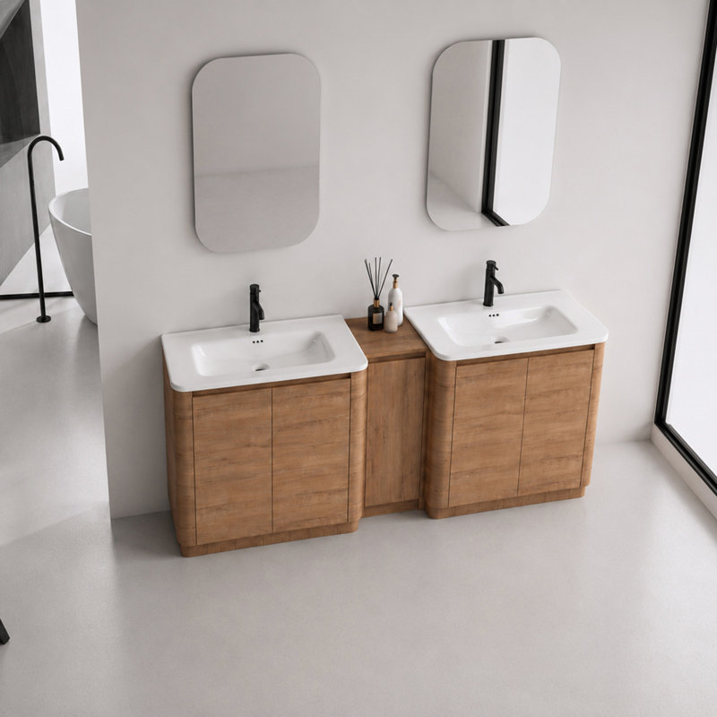 Meuble-lavabo autoportant Pebble, Brun, 84"