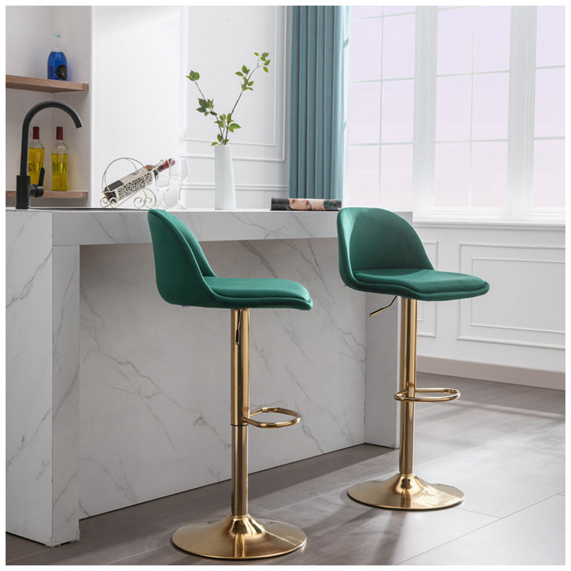 Tabouret de bar pivotant à hauteur réglable Fawkes, Émeraude