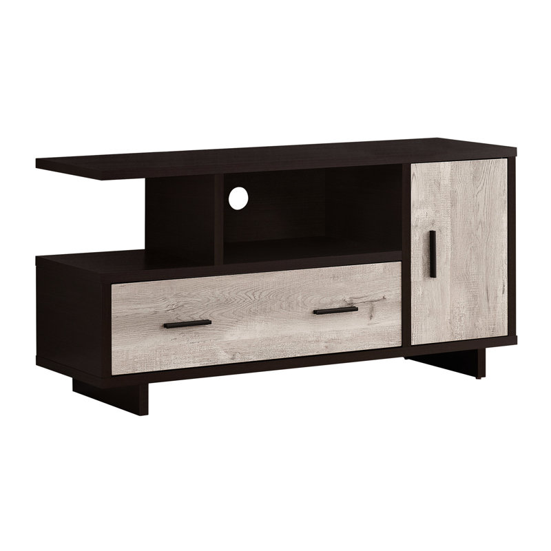Meuble télé moderne de 48 po avec meuble télé multimédia avec armoire de rangement et tiroirs pour le salon et la chambre à coucher.
