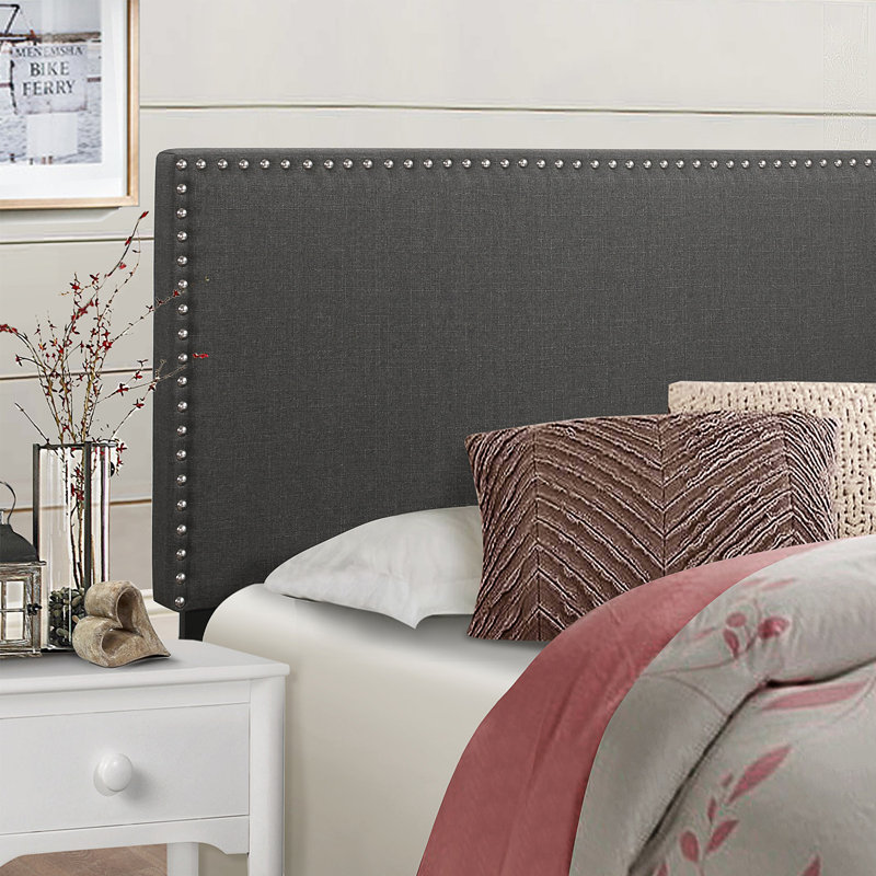 Percy Upholstered Headboard, Queen, Dark Gray