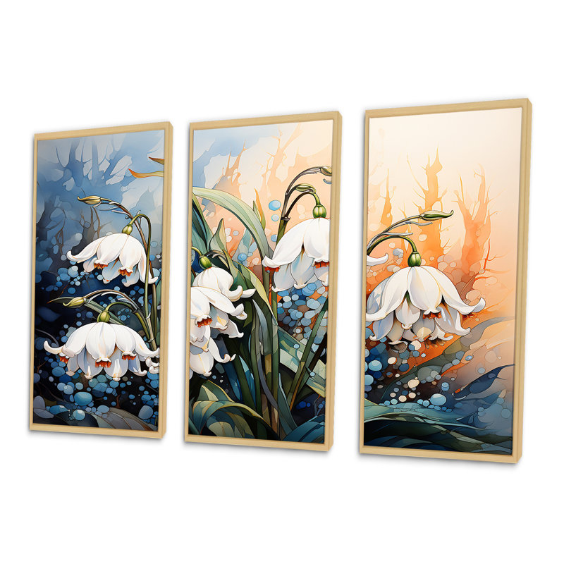 «Snowdrops Charm In Winter - Snowdrops», ensemble d'art sur toile, Cadre naturel flottant, H 28 po x l 36 po x P 1 po