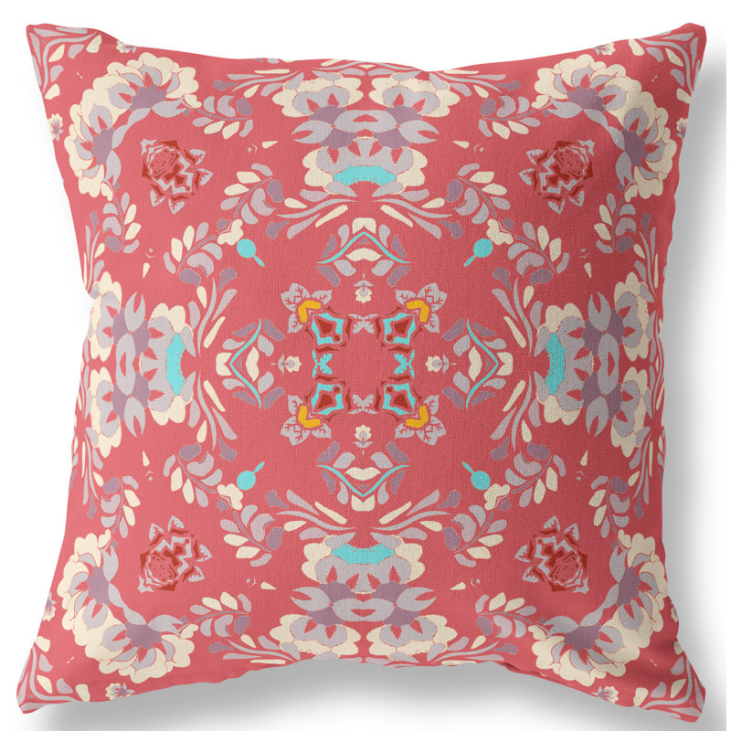 Housse et insert d'oreiller carré, 18 po x 18 po, Rouge / blanc cassé