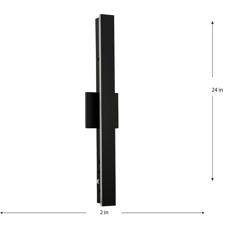 24" Matte Black LED Contemporary Outdoor Wall Light