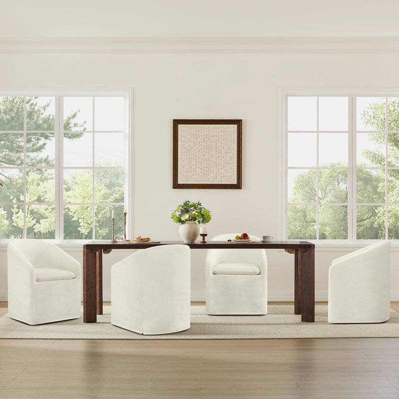 Chaise rembourrée avec housse lavable et roulettes, Lin lin