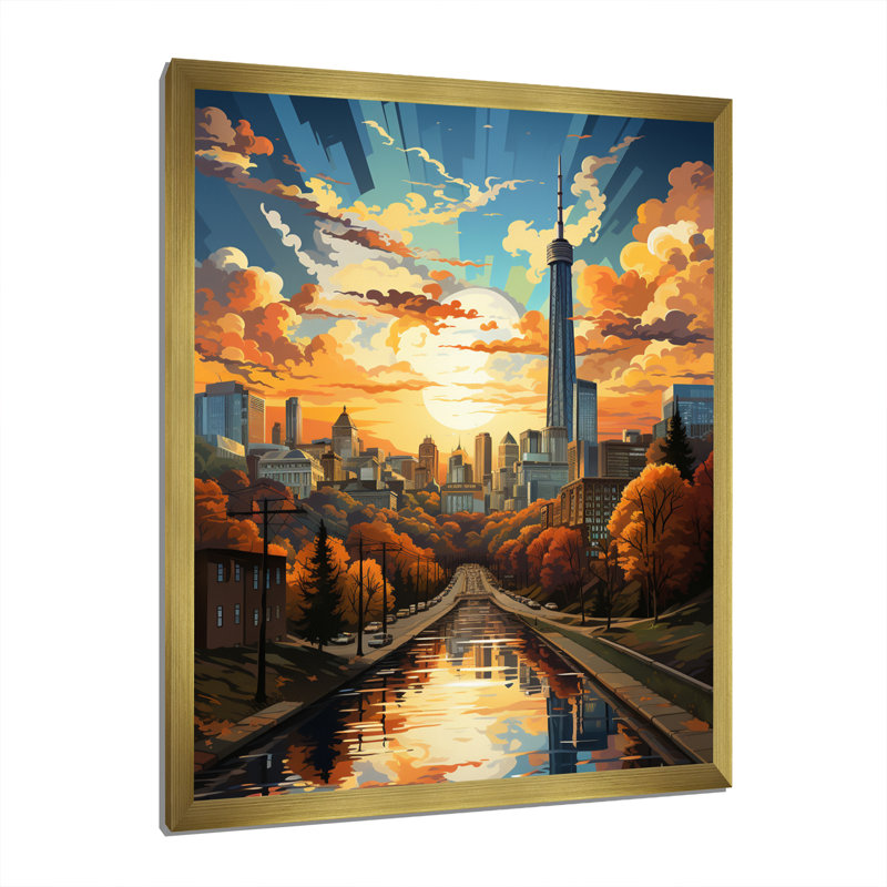 «Brockenhurst City Atlanta Popart IV», reproduction sur toile, H 40 po x l 30 po x P 1,5 po, Encadrement doré